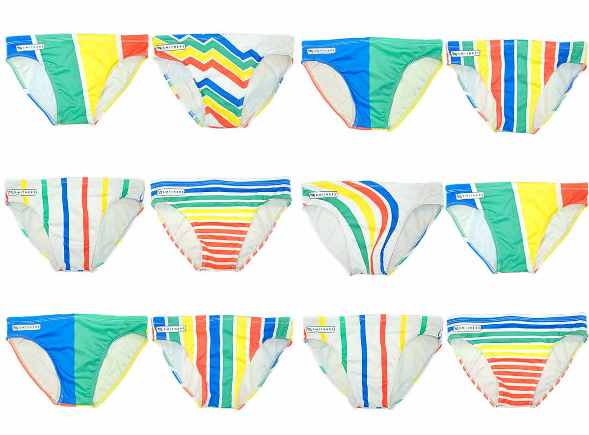 Calzoncini Da Bagno Olympia Uomo | Nero Turchese Rosso Bianco 20% Lycra 80% Nylon