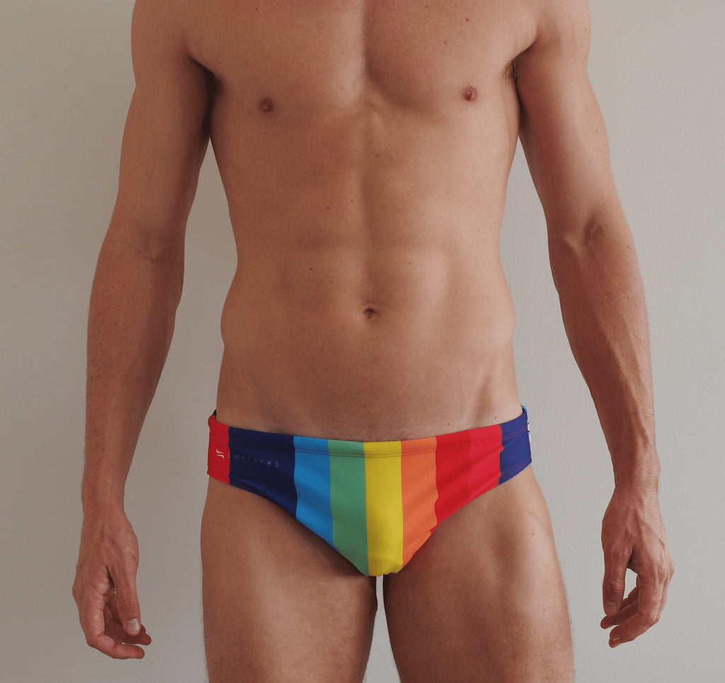 Smithers Swimwear Pride 2020 rainbow speedo from the front